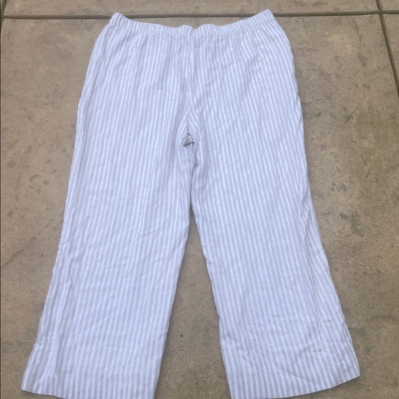 Abercrombie & Fitch Beige Stripe Linen Blend  Wide Leg Pants Women's Size XXL - Picture 5 of 7